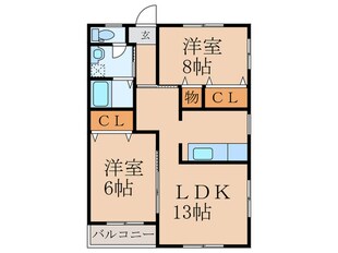 オーク菰田　Ａ棟の物件間取画像